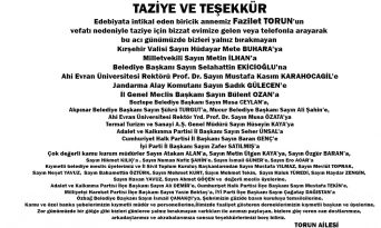 TAZİYE VE TEŞEKKÜR